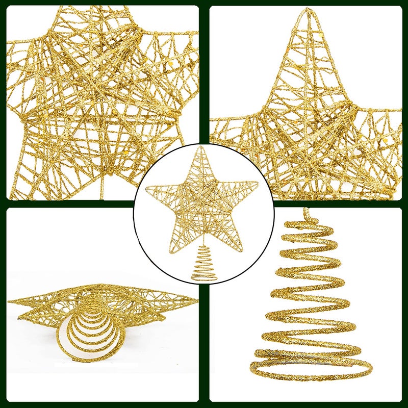 DERAYEE Christmas Tree Star Topper Decoration, Glittered Treetop Christmas Tree Decoration Seasonal DÃ©cor - Image 3